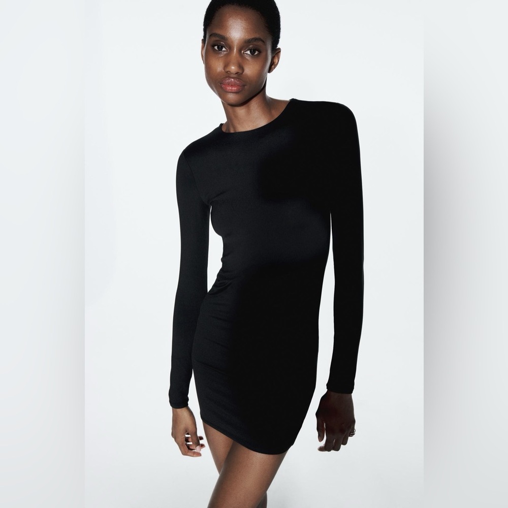 Zara black long sleeve mini dress